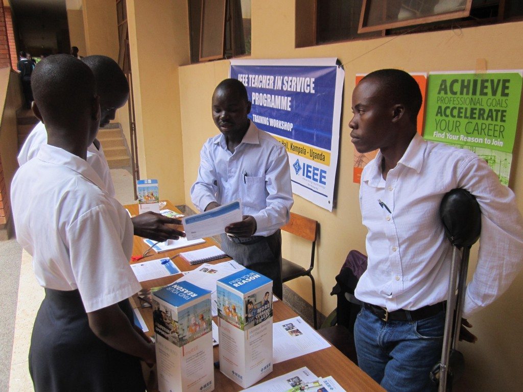 Ezabo Baron and Lwanga Herbert Introducing IEEE to Students in Makerere University