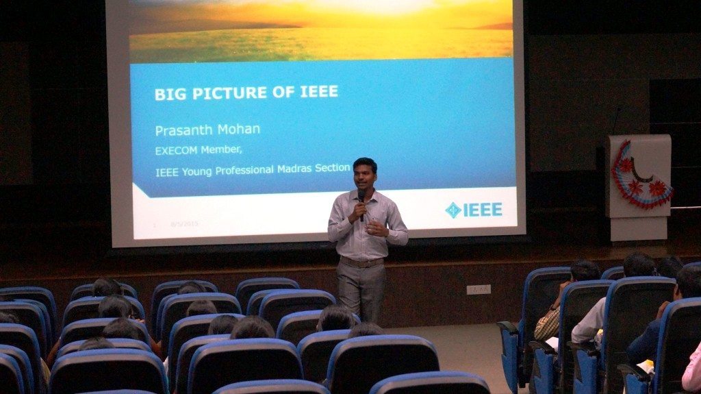 Prasanth delivering an IEEE presentation