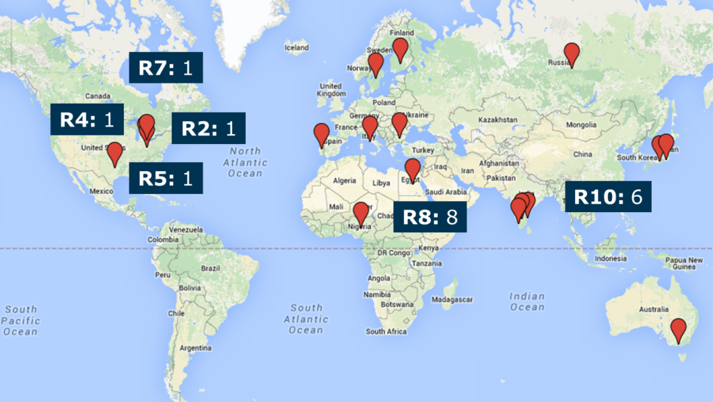 Hall of Fame applicants geographic distribution