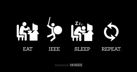 Facebook image that reads EAT IEEE SLEEP REPEAT with icons above each word
